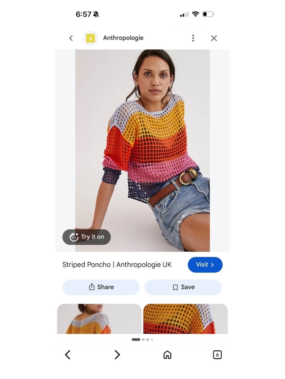 Anthropologie Maeve Crochet Sweater Colorblock Open Knit Poncho OS
